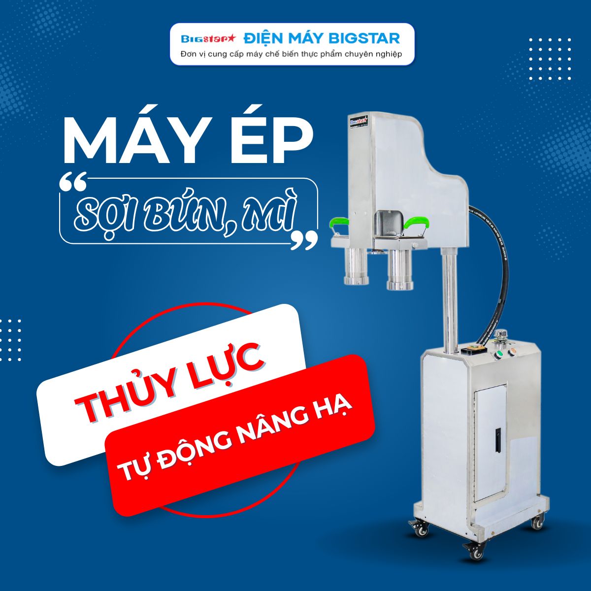 máy ép sợi bún mì 2 ống thủy lực tự động nâng hạ