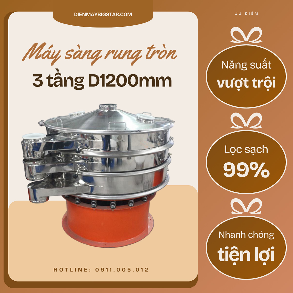 Máy sàng rung tròn 3 tầng D1200mm 16 may sang rung tron 3 tang D1200mm banner