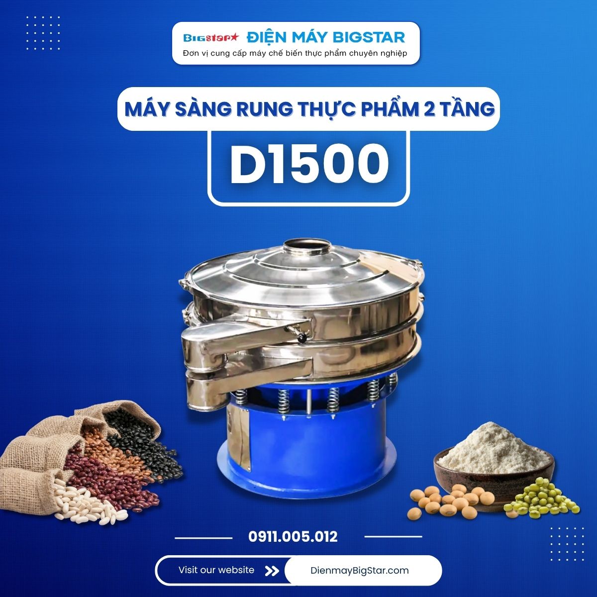 Máy sàng rung thực phẩm 2 tầng D1500 20 máy sàng rung thực phẩm 2 tầng D1500