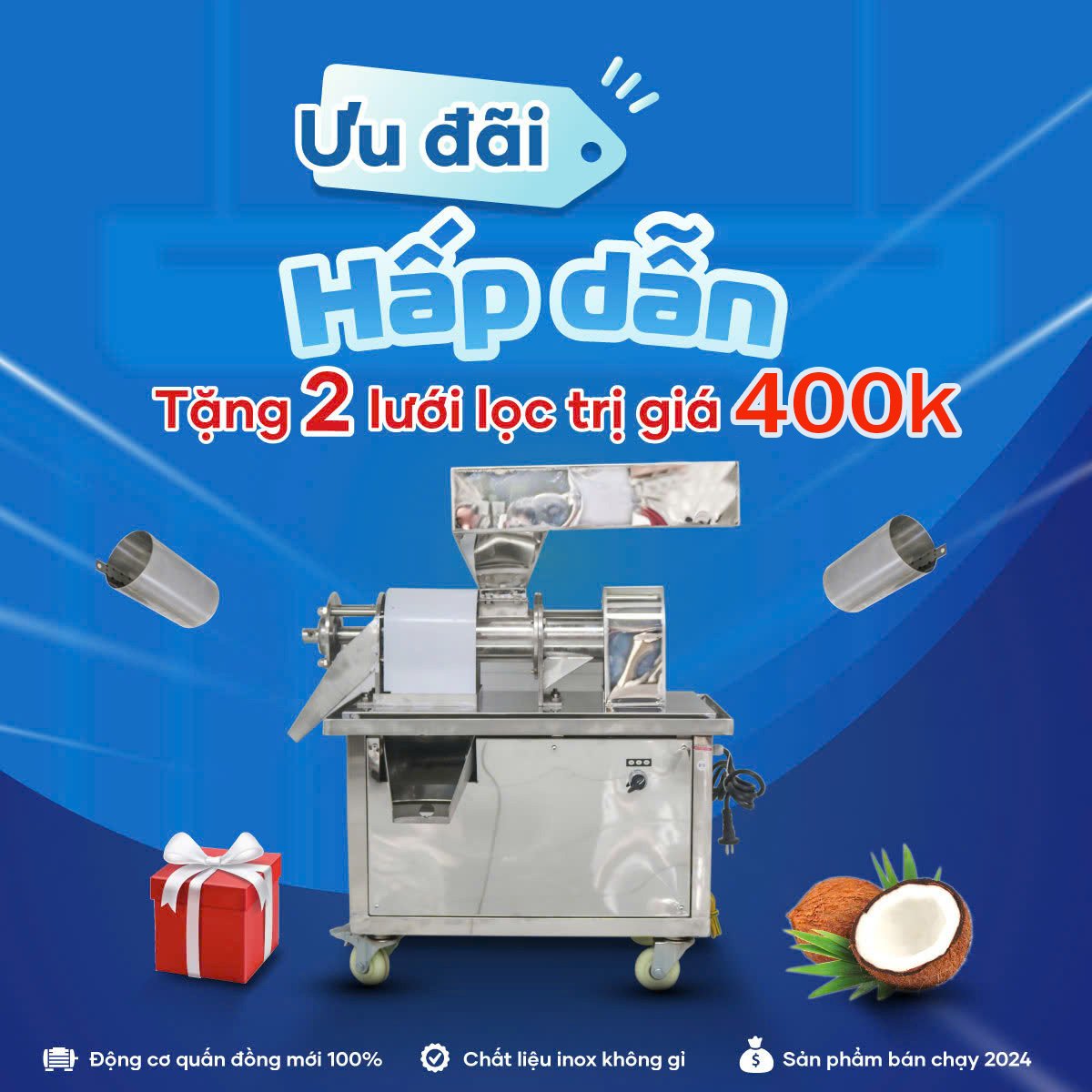 may ep cot dua bang dien khuyen mai 2025