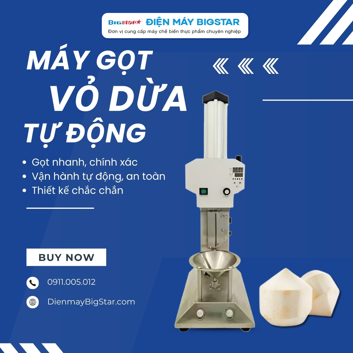 máy gọt vỏ dừa tự động