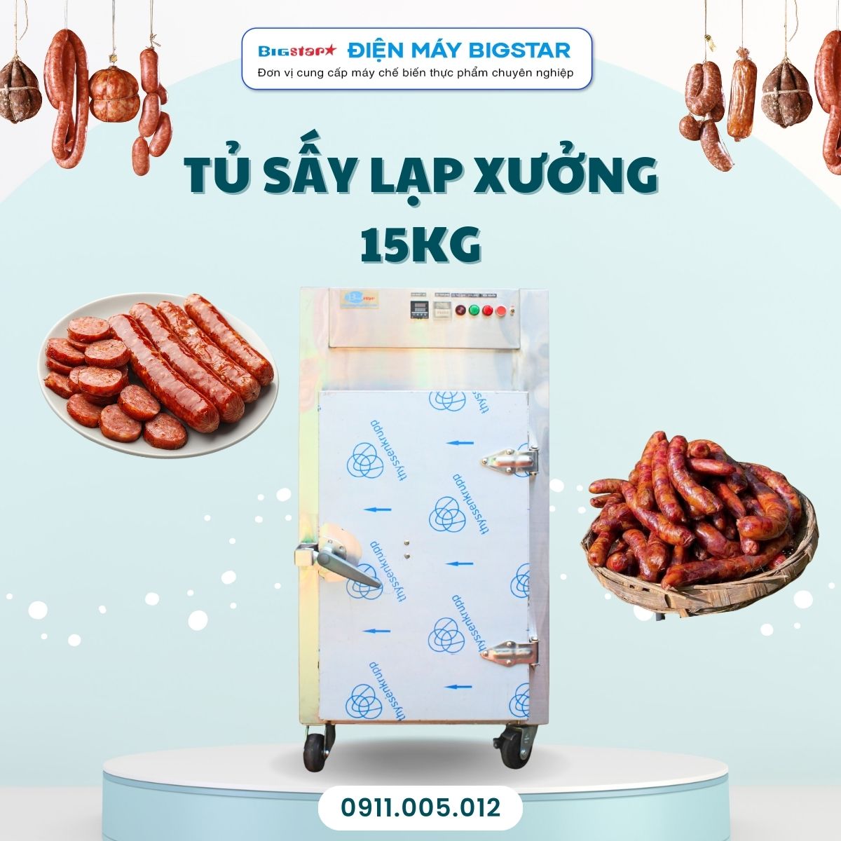 Tủ sấy lạp xưởng 15kg
