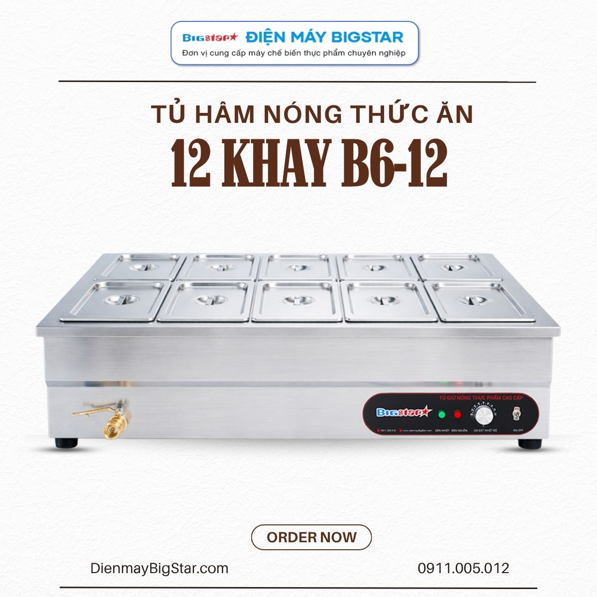 tủ hâm nóng thức ăn 12 khay B6-12