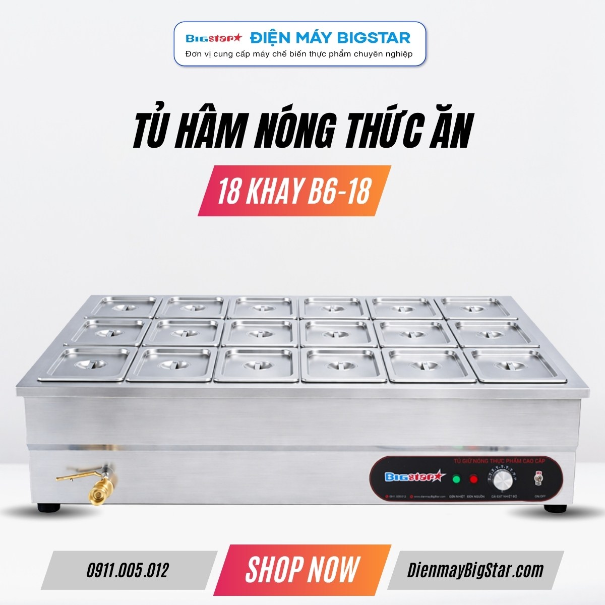 tủ hâm nóng thức ăn 18 khay B6-18