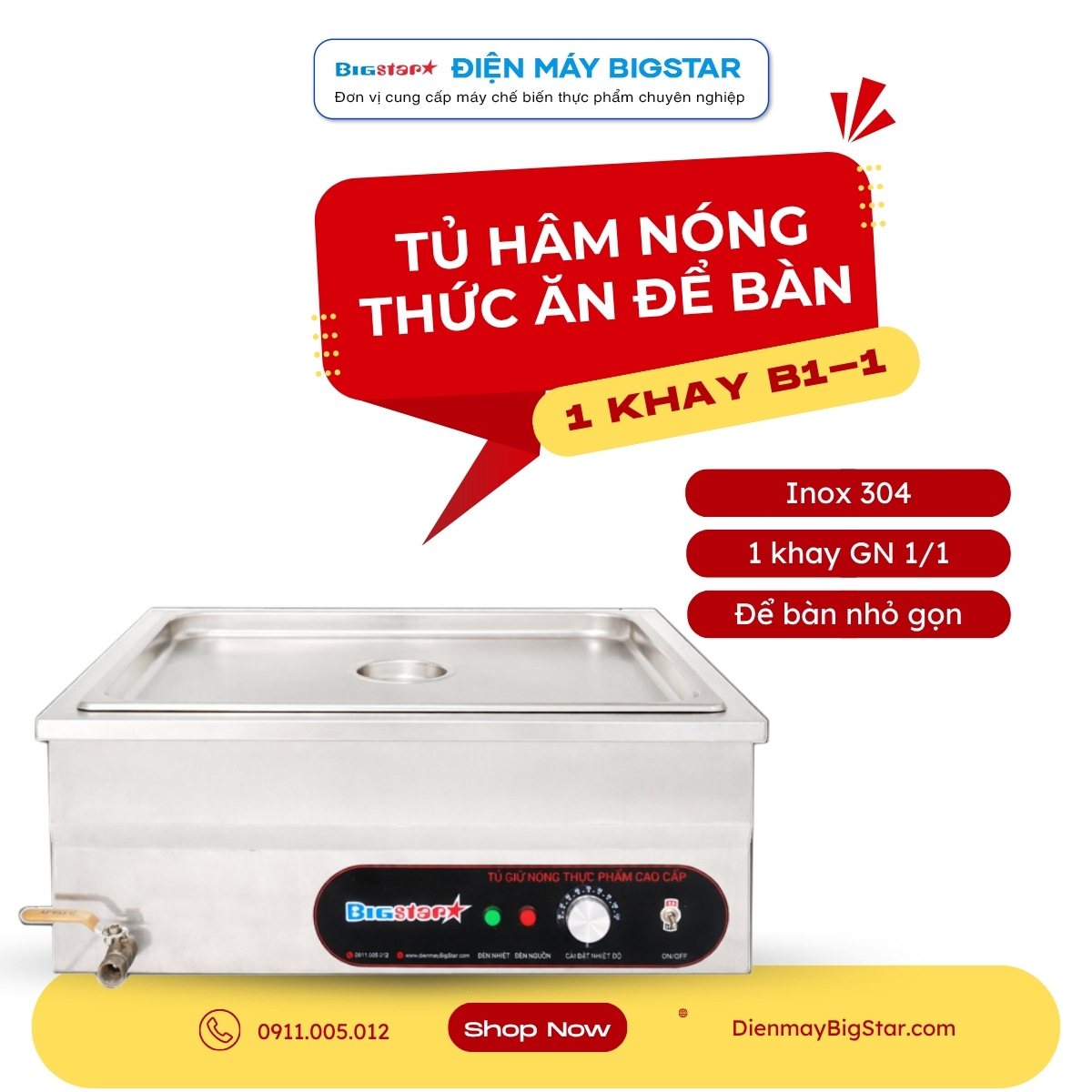 tủ hâm nóng thức ăn để bàn 1 khay B1-1