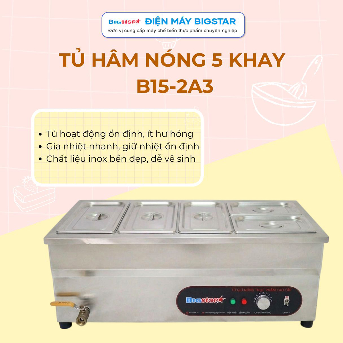 tu ham nong de ban 5 khay B15 2A3 banner