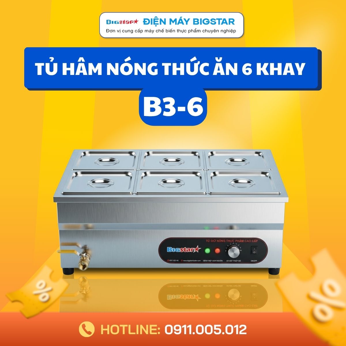 Tủ hâm nóng thức ăn 6 khay B3-6