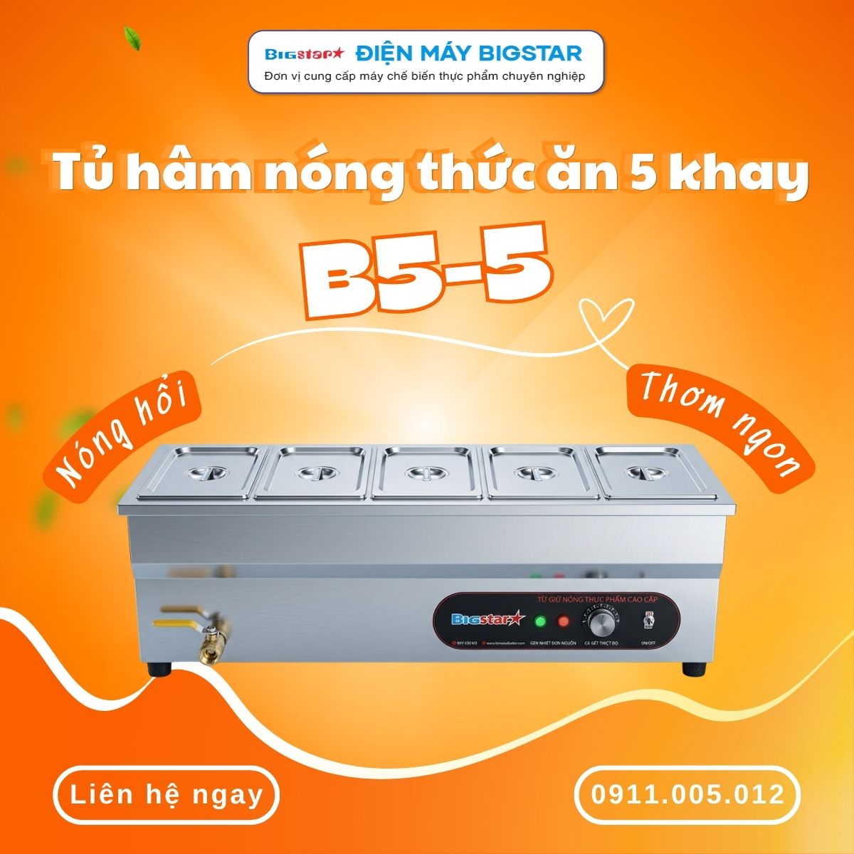 tủ hâm nóng thức ăn 5 khay B5-5