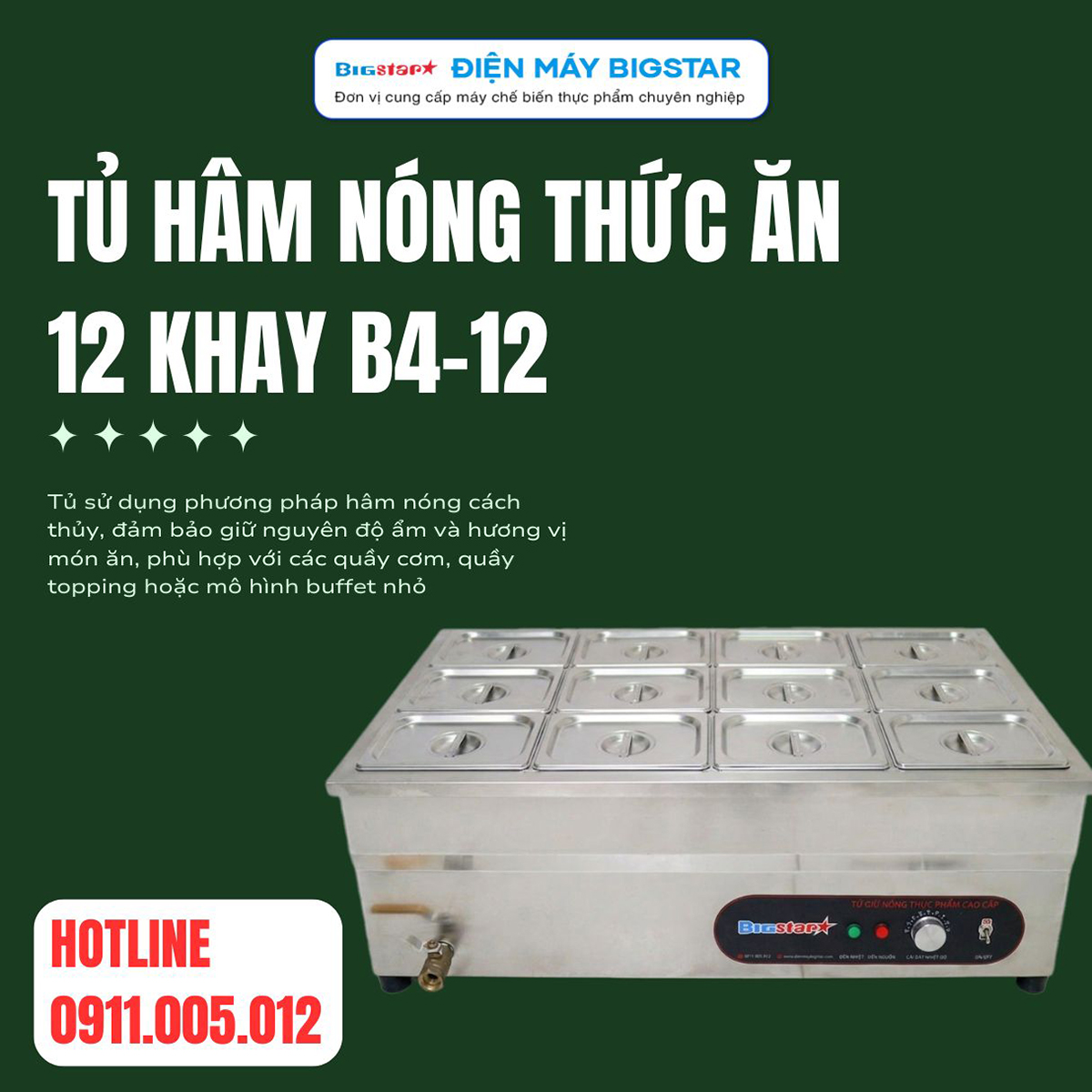 tu ham nong thuc an 12 khay B4 12