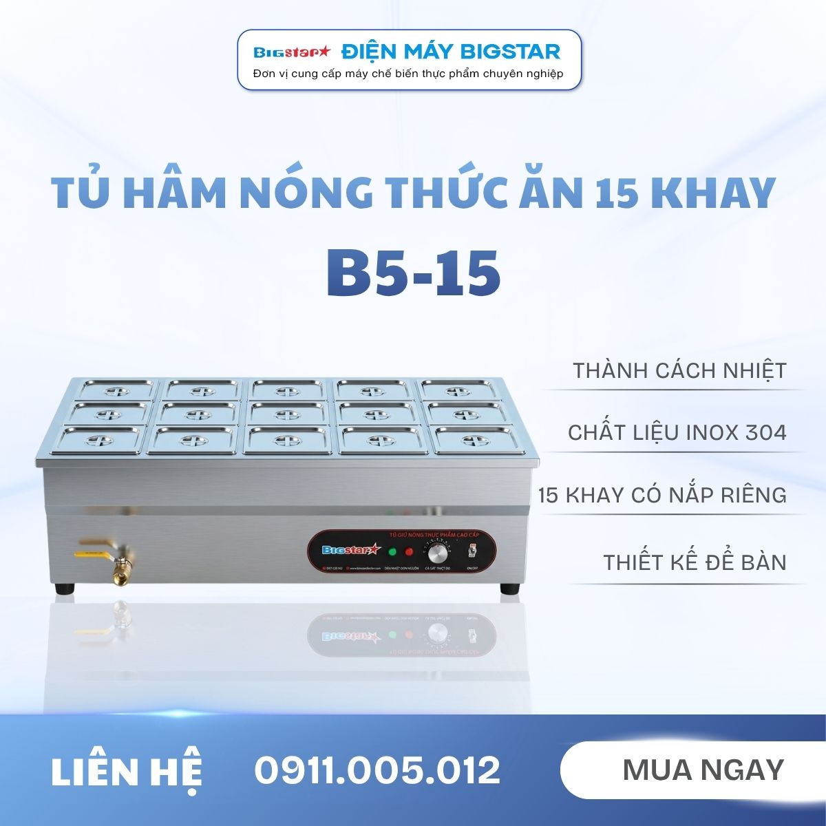 tủ hâm nóng thức ăn 15 khay B5-15