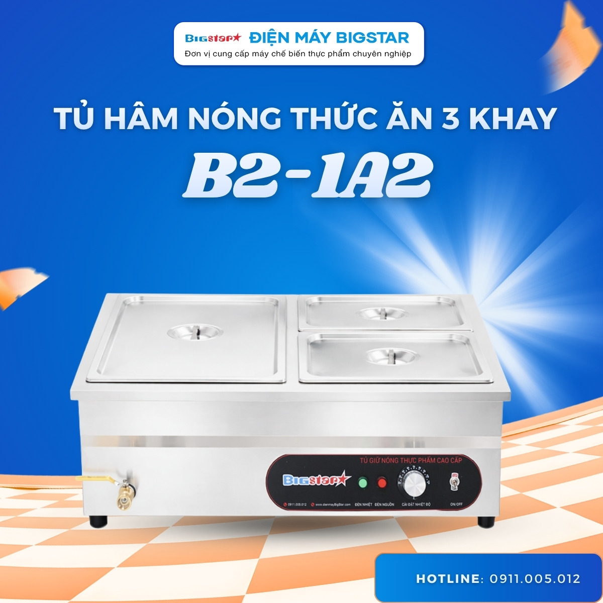 Tủ hâm nóng thức ăn 3 khay B2-1A2
