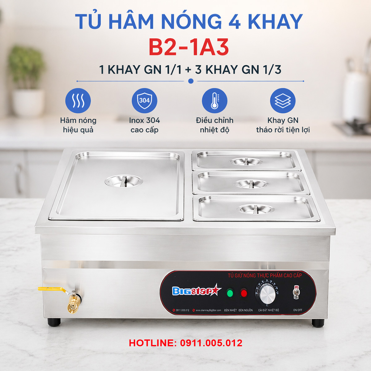 Tủ hâm nóng thức ăn 4 khay B2-1A3