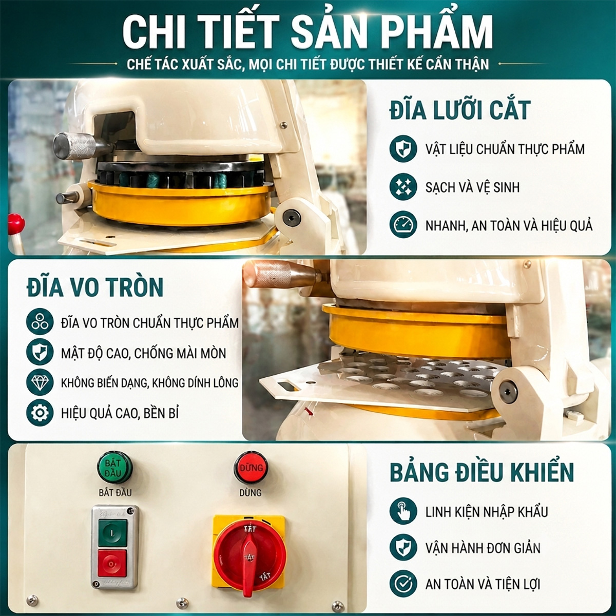 Máy chia bột và vo tròn bán tự động 10 phần/lần 13 may chia bot va vo tron ban tu dong 10 phan lan 2