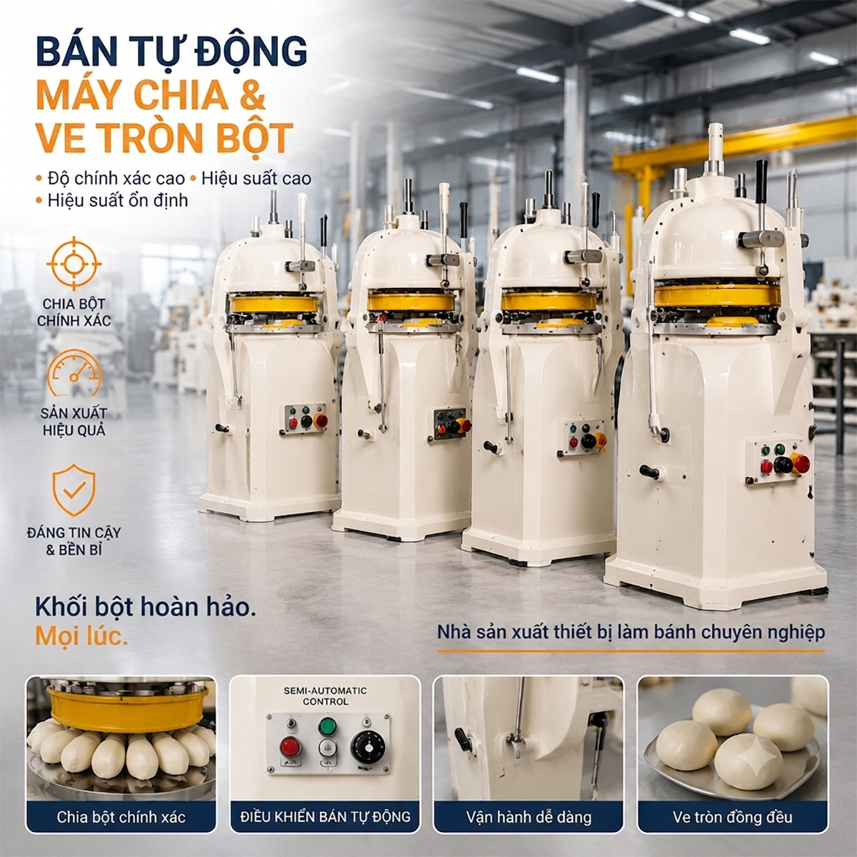 Máy chia bột và vo tròn bán tự động 10 phần/lần 15 may chia bot va vo tron ban tu dong 10 phan lan 3