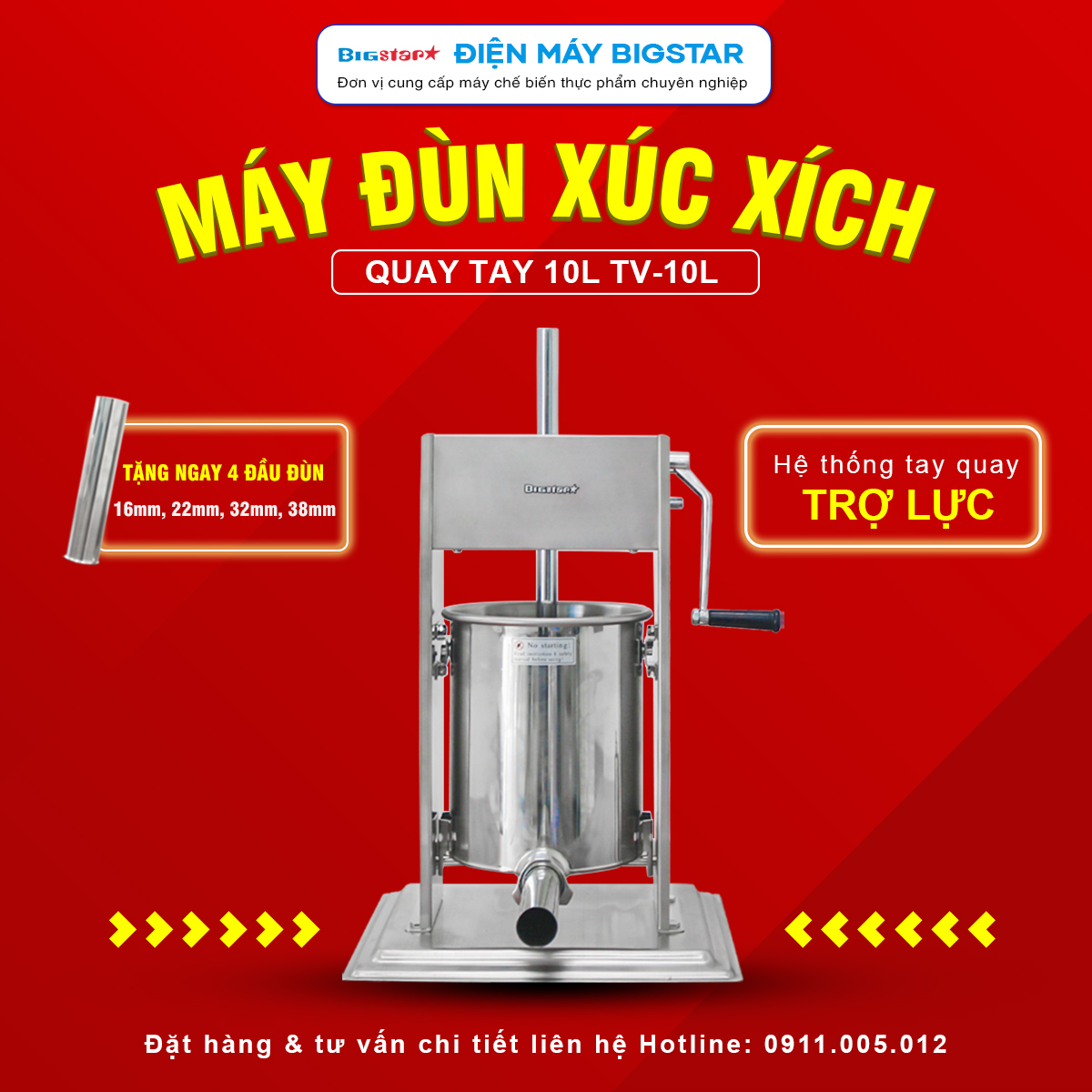 Máy nhồi xúc xích quay tay 10L TV-10L 16 may dun xuc xich quay tay 10L banner