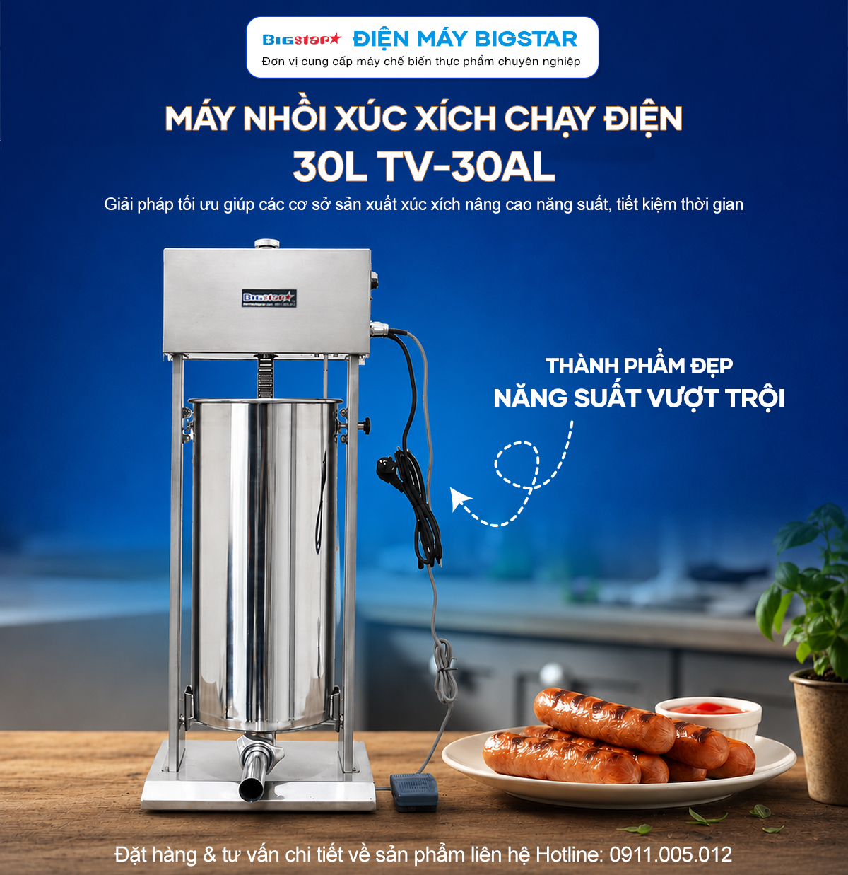 Máy nhồi xúc xích chạy điện 30L TV-30AL 21 May nhoi xuc xich tu dong 30L banner