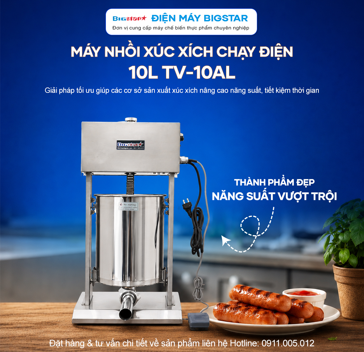 Máy nhồi xúc xích chạy điện 10L TV-10AL 13 may nhoi xuc xich chay dien 10L TV 10AL banner