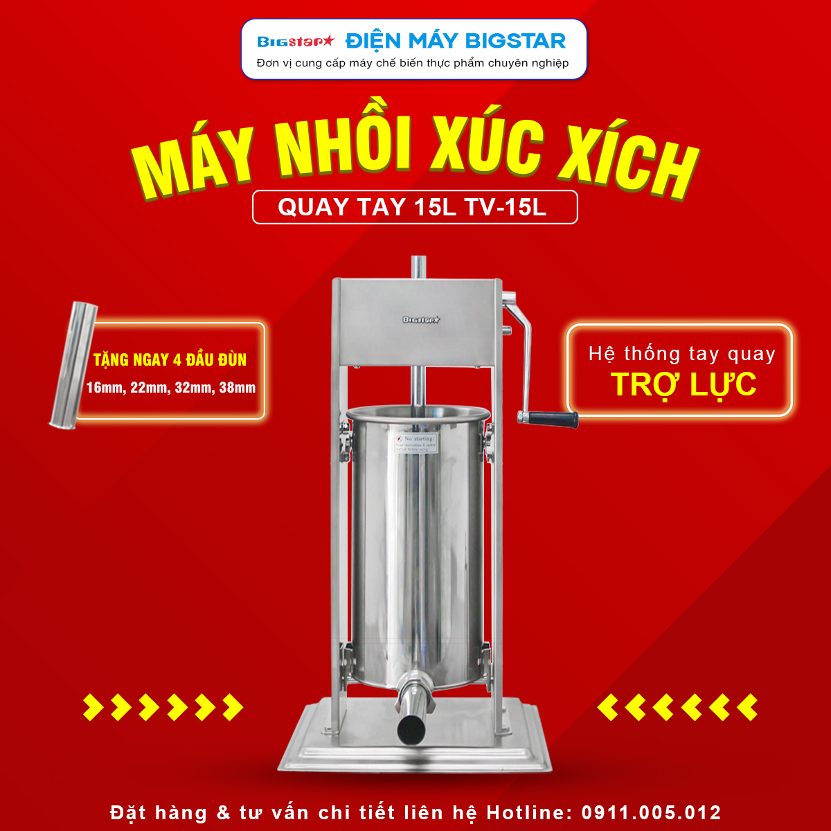 Máy nhồi xúc xích quay tay 15L TV-15L 14 may nhoi xuc xich quay tay 15L TV15L banner