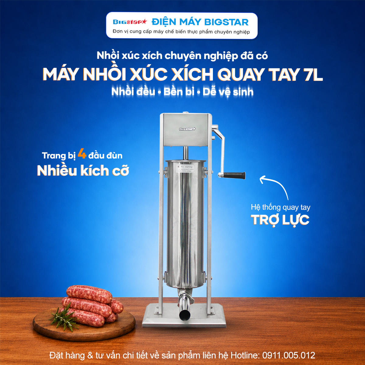 may nhoi xuc xich quay tay 7L banner 2