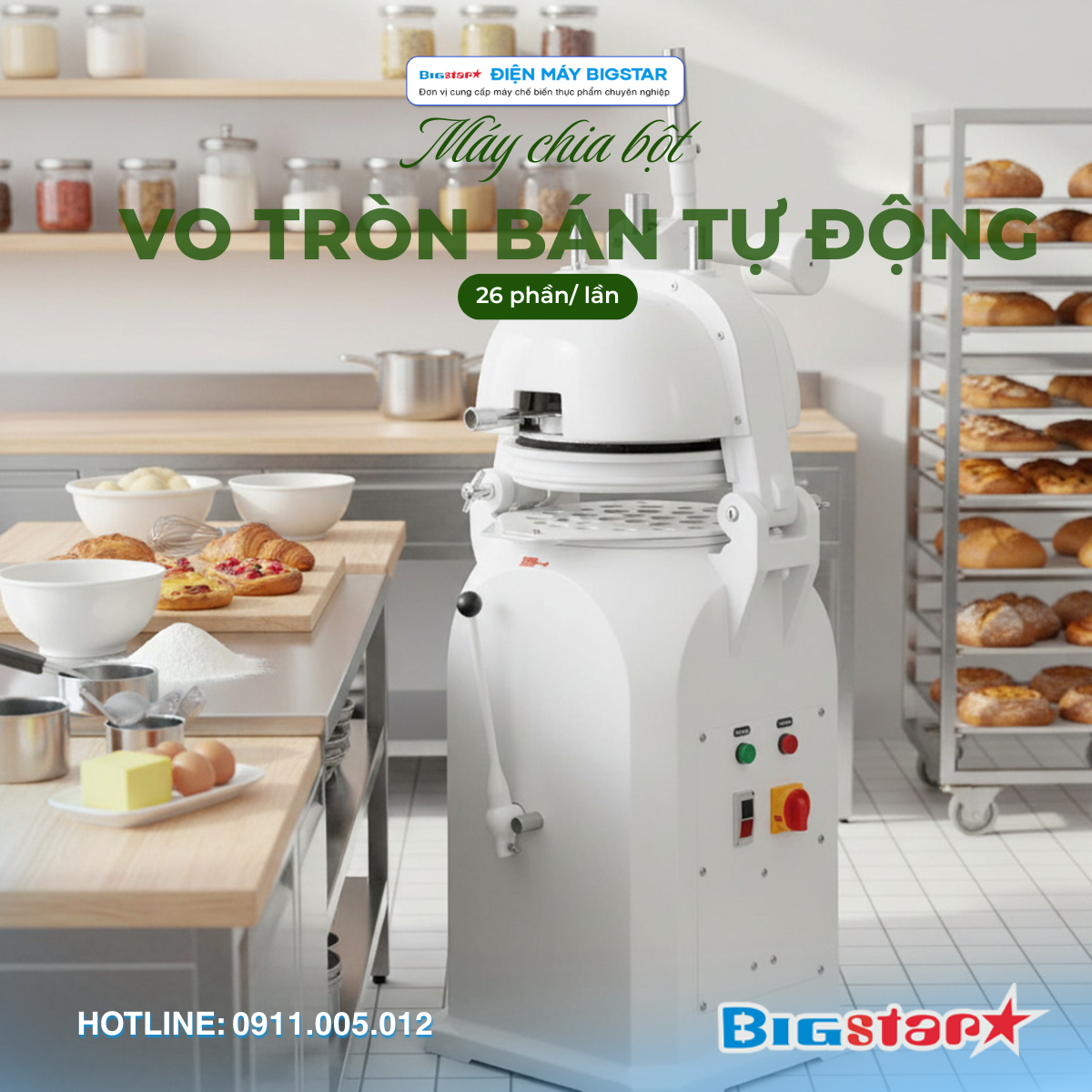 Máy chia bột vo tròn bán tự động 26 phần/lần 13 May chia bot vo tron ban tu dong 26 phan lan 1 1