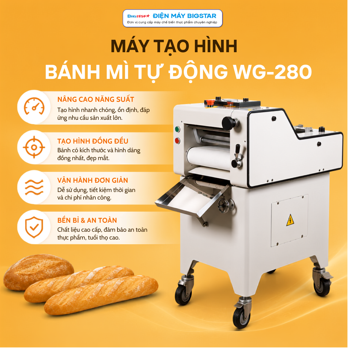 Máy tạo hình bánh mì tự động WG-280 13 May tao hinh banh mi tu dong WG 280 4