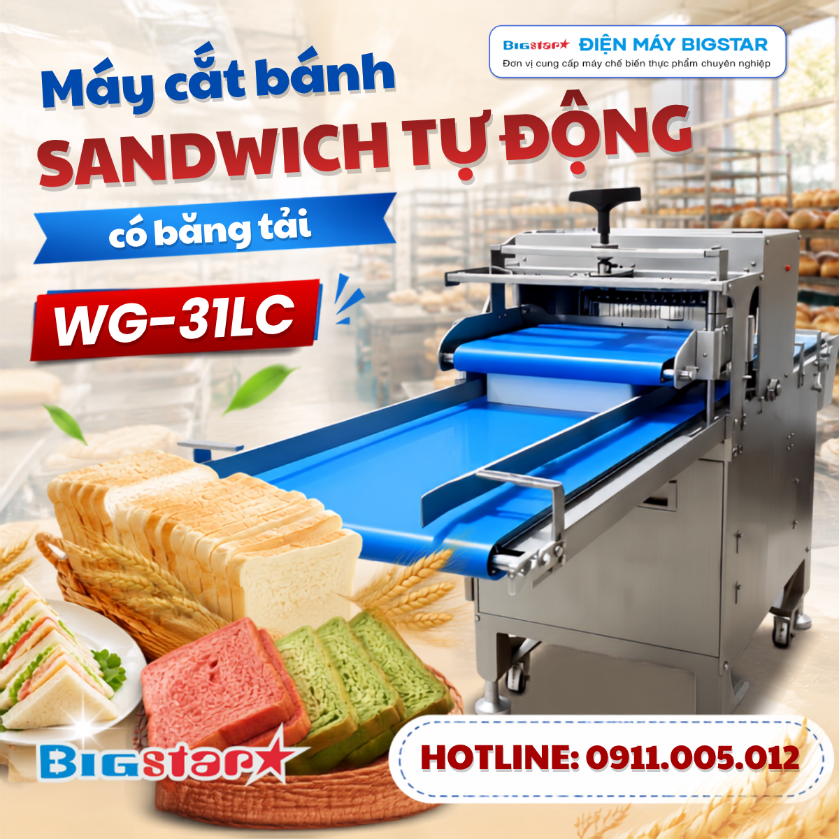 Máy cắt bánh sandwich tự động có băng tải WG-31LC 18 May cat banh sandwich tu dong co bang tai WG 31LC banner