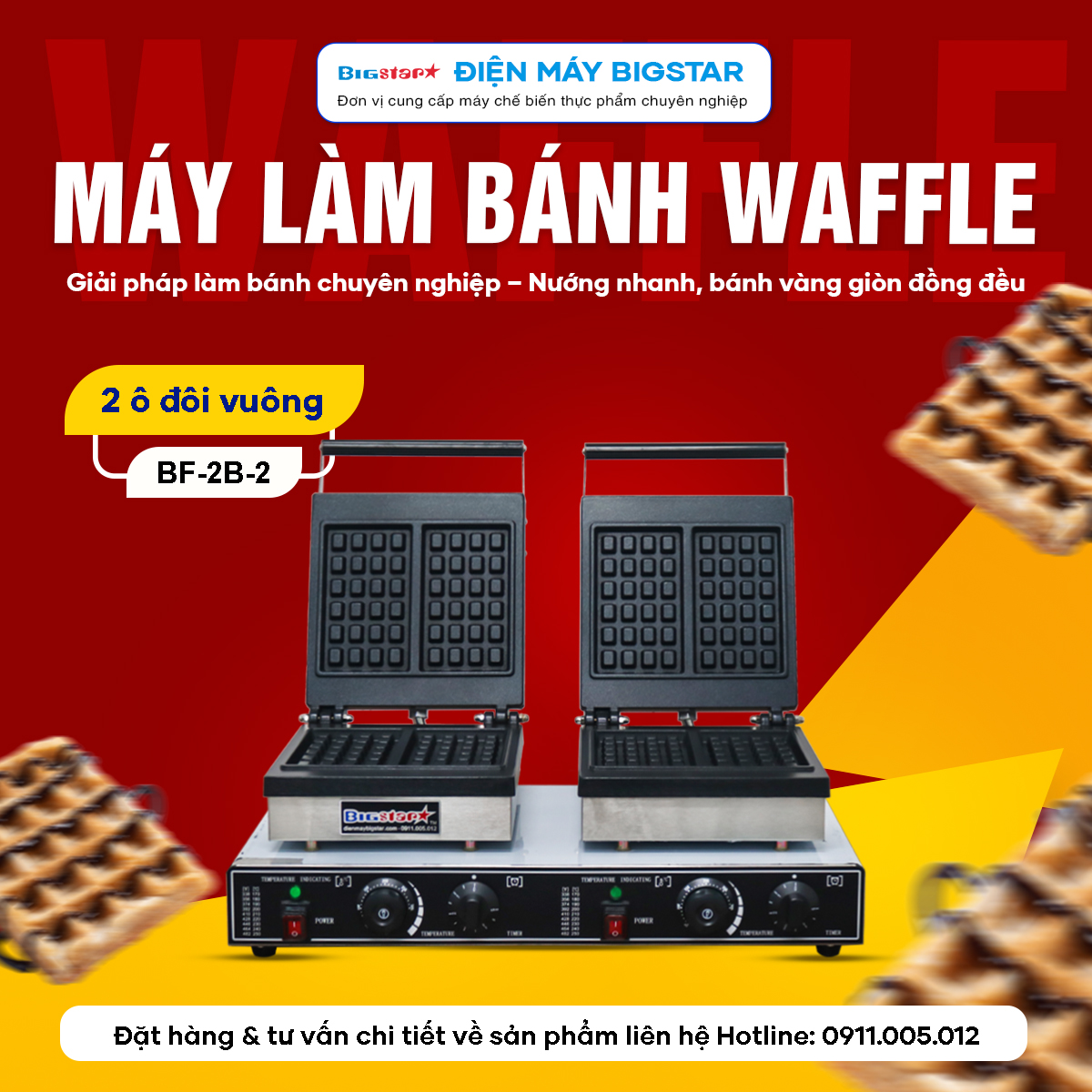Máy làm bánh waffle vuông 2 ô đôi BF-2B-2 17 may lam banh waffle vuong 2 o doi BF 2B 2 banner