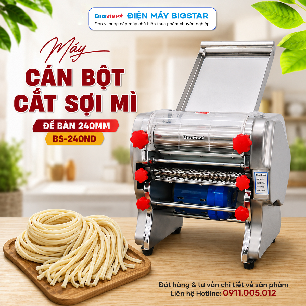 Máy cán bột cắt sợi mì để bàn 240mm BS-240ND 17 may can bot cat soi mi de ban 240mm BS 240ND banner