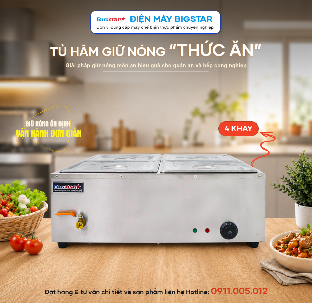 tu ham giu nong thuc an 4 khay BS 4V banner
