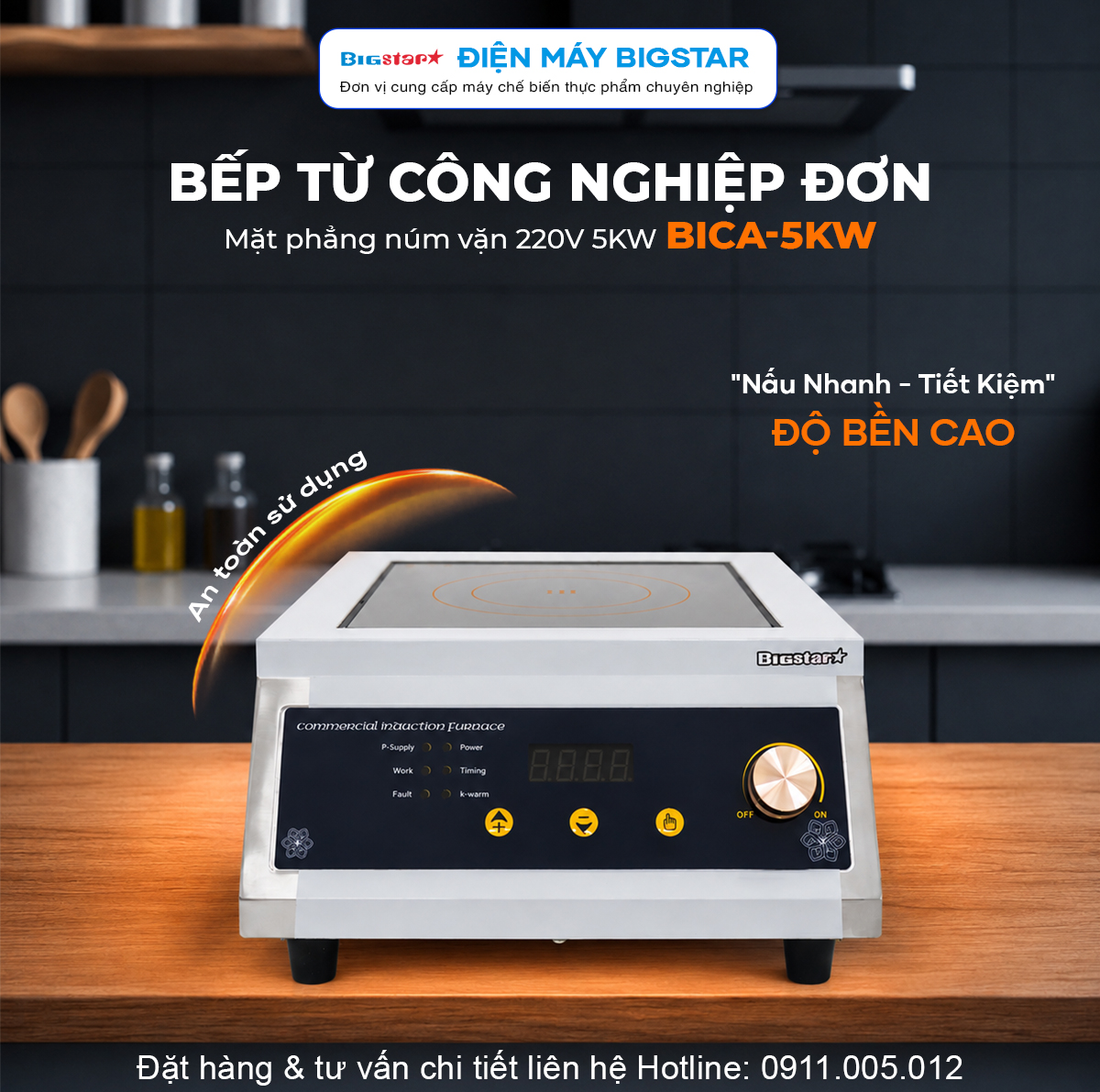 bep tu cong nghiep don mat phang num van 220V 5KW BICA 5KW banner