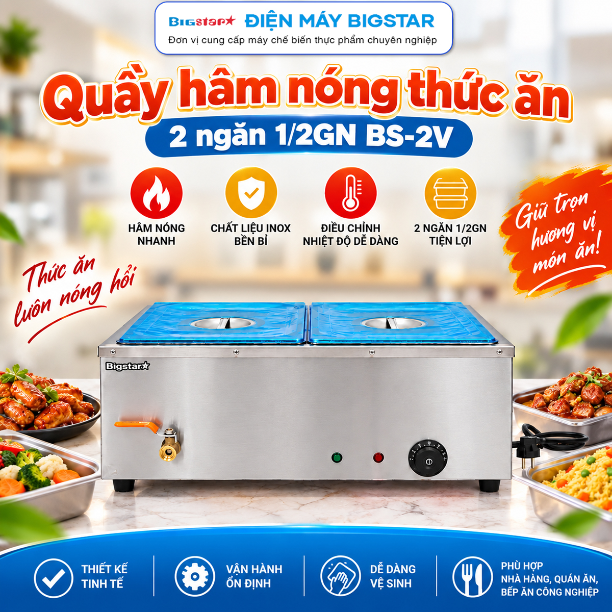 quay ham nong thuc an 2 ngan bs 2v 2