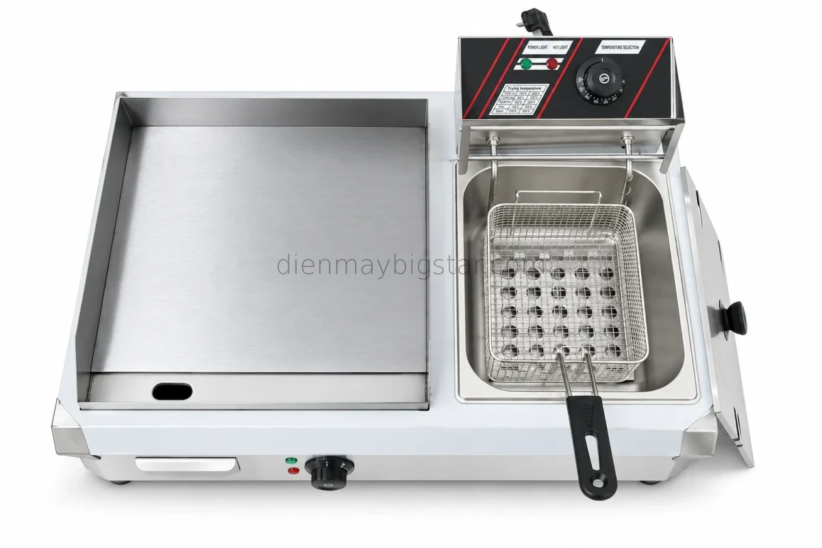 Bếp chiên nhúng kết hợp chiên phẳng dùng điện BEC-810 16 bep chien nhung ket hop chien phang dung dien 220v 4 4kw bec 810 7