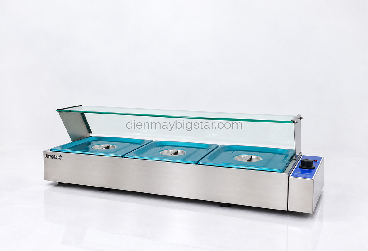 Quầy hâm nóng thức ăn 3 ngăn 970mm BS-23V 15 quay ham nong thuc an 4 khay BS 23V 4