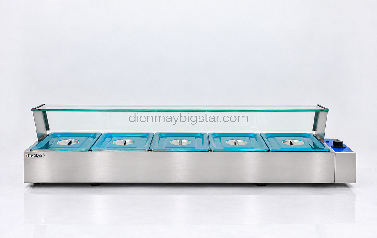 Quầy hâm nóng thức ăn 5 ngăn 1500mm BS-25V 12 quay ham nong thuc an 5 khay BS 25V 1