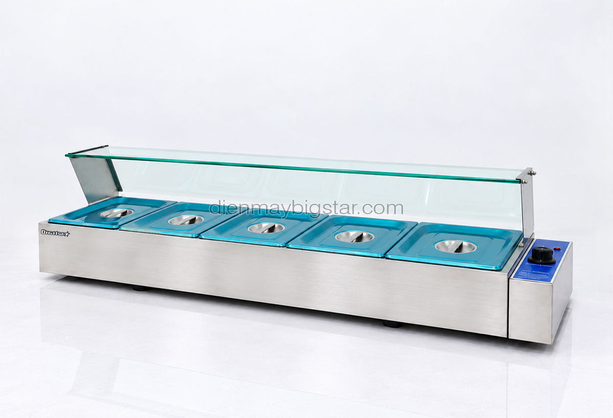 Quầy hâm nóng thức ăn 5 ngăn 1500mm BS-25V 17 quay ham nong thuc an 5 khay BS 25V 3