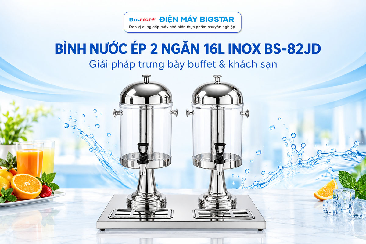 Bình nước ép trưng bày 2 ngăn 16L inox BS-82JD 12 Binh nuoc ep trung bay 2 ngan 16L inox BS 82JD 7