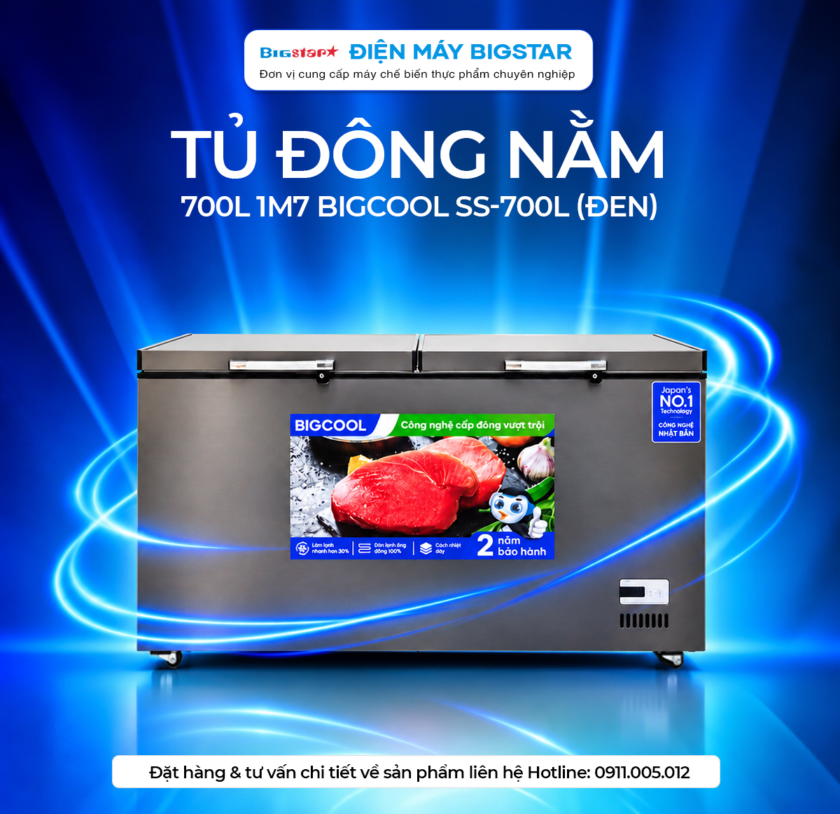 Tủ đông nằm 700L 1m7 BigCool SS-700L (ĐEN) 16 tu dong nam 1m7 bigcool ss 700Lden banner