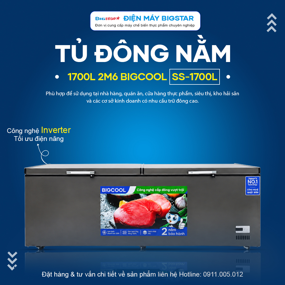 Tủ đông nằm 1700L 2m6 BigCool SS-1700L (ĐEN) 20 tu dong nam 1700L 2m6 bigcool ss 1700Lden banner
